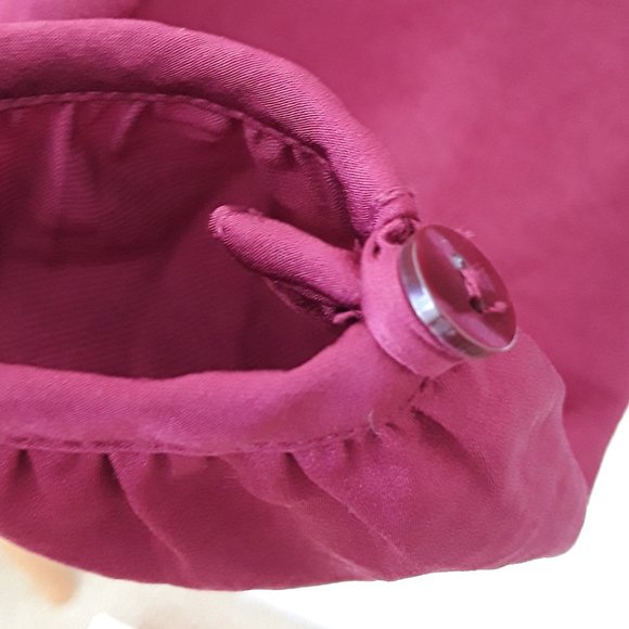 Burgundy Silky Tie-Neck Poet Blouse - Picture 5 of 5